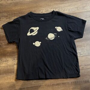 CHASER Planetary Black Graphic Women's Cropped Tee